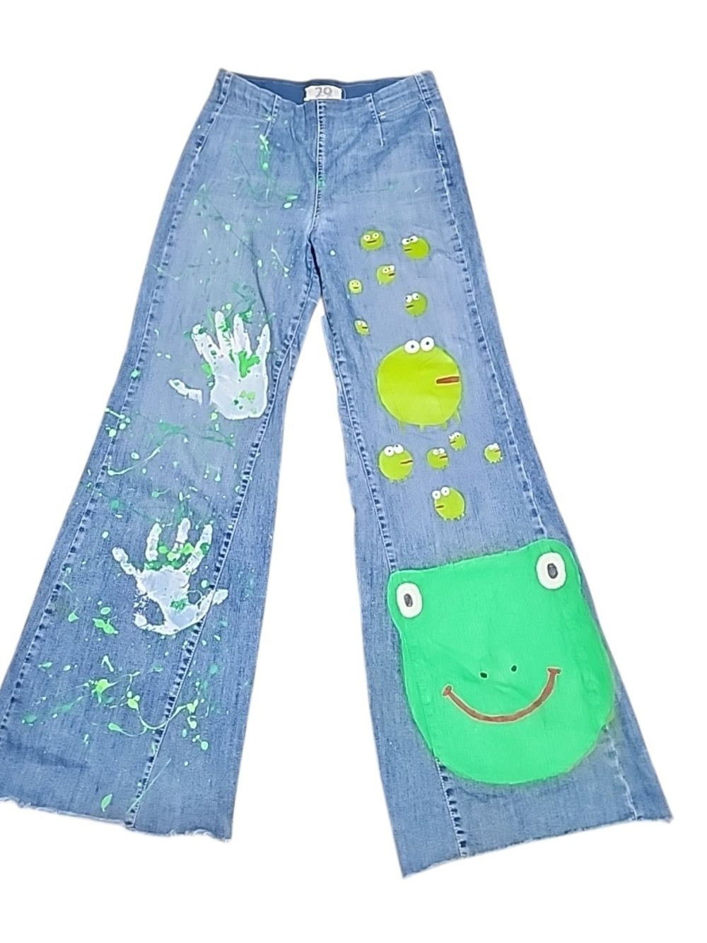 FREE PEOPLE Wearable Art Jeans | Size 29 | Pull-On Stretch Denim | One of a Kind - Picture 3 of 9